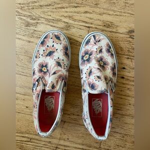 Vans Peach Floral Slip-On Shoes